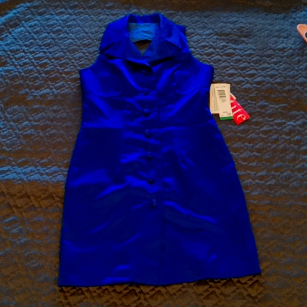 Jessica Howard Petite Cocktail Dress, 10,Royal  Blu 100%Polyester Dry Clean only